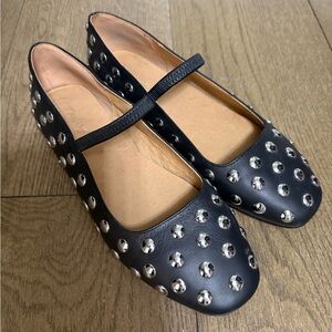 Madewell leather Black Studded Women's Flats